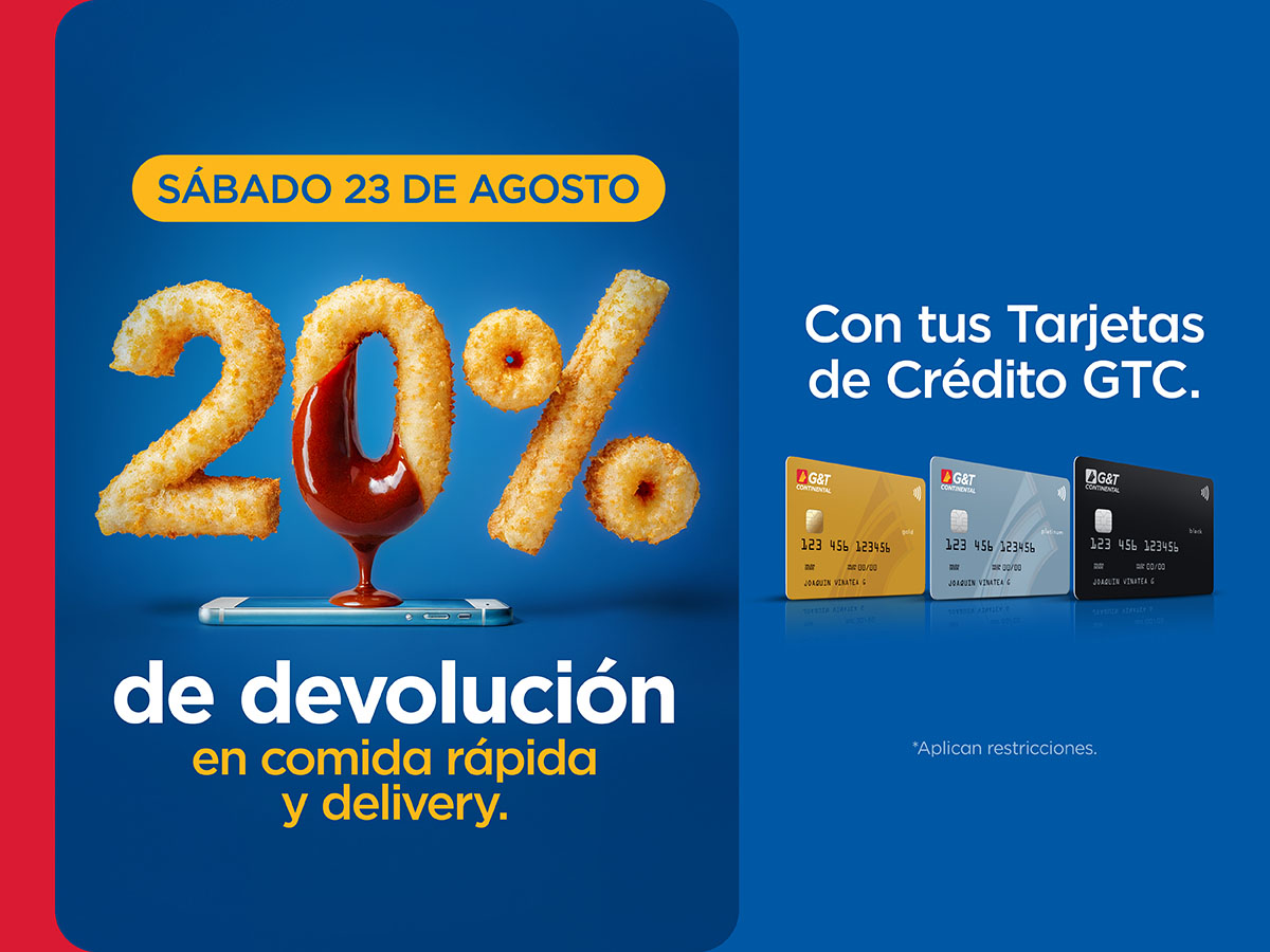 20% de devolución en comida rápida y delivery