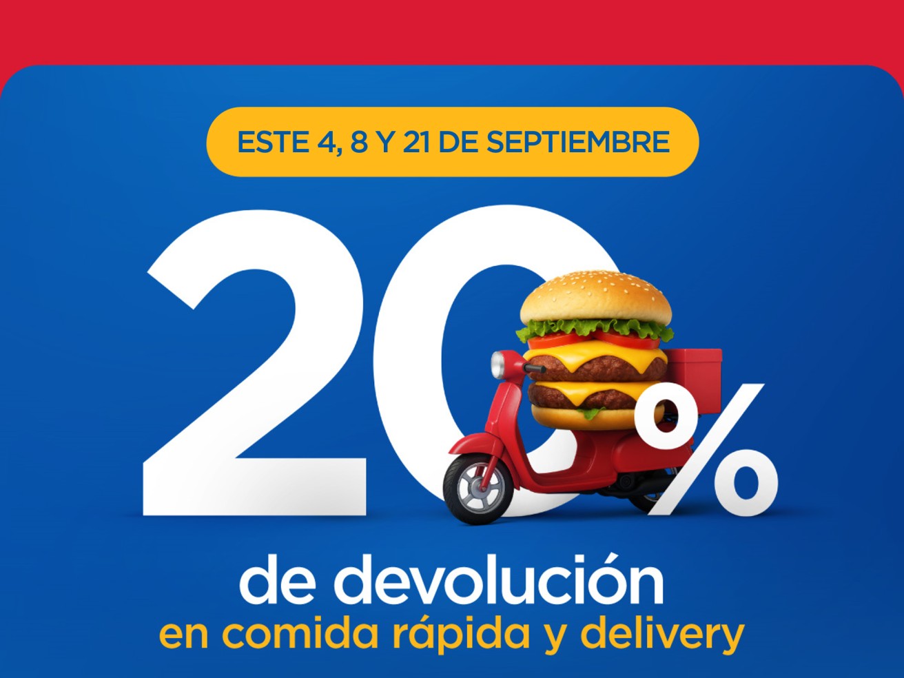 20% de devolución en Comida Rápida y Delivery