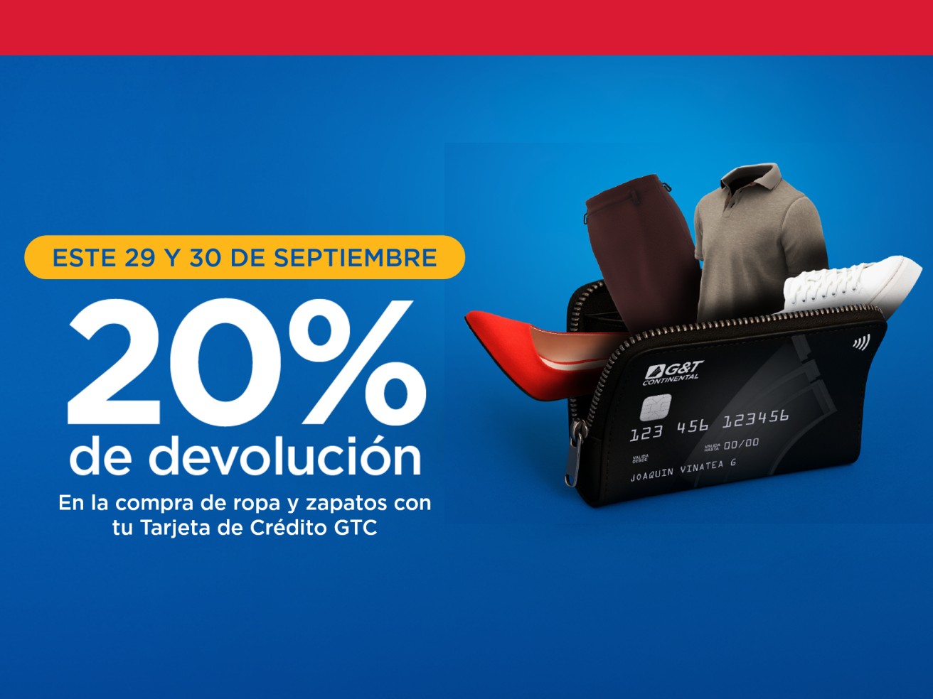 20% de devolución en ropa y zapatos
