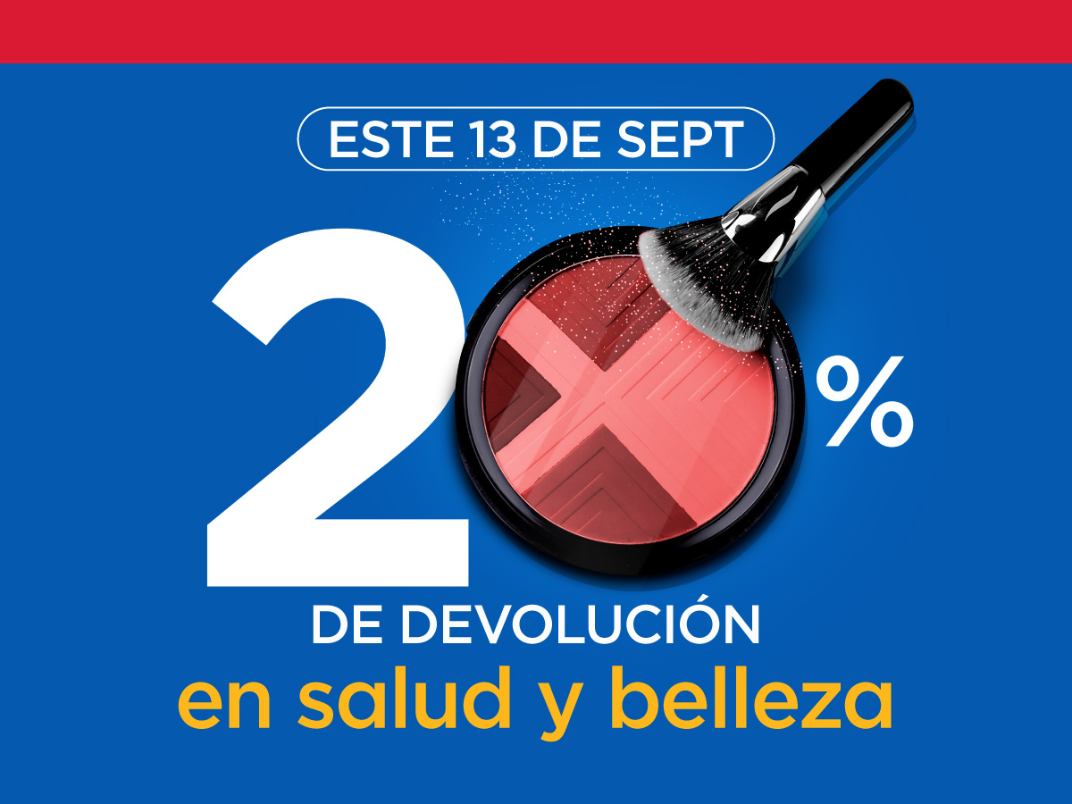 20% de devolución en Salud y Belleza 